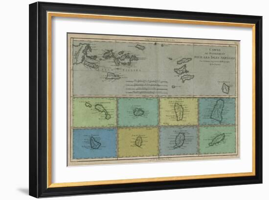 Map of Greater and Lesser Antilles-Vision Studio-Framed Art Print