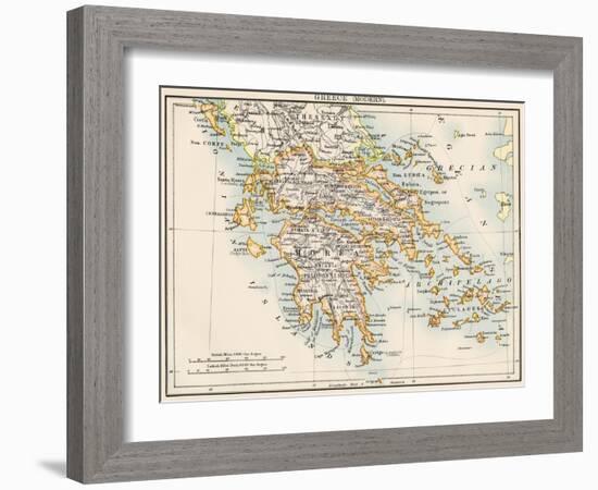 Map of Greece, 1870s-null-Framed Giclee Print