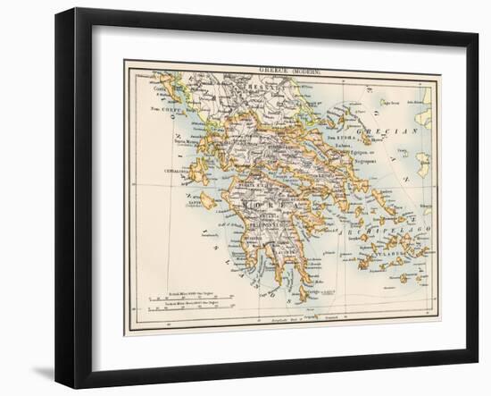 Map of Greece, 1870s-null-Framed Giclee Print