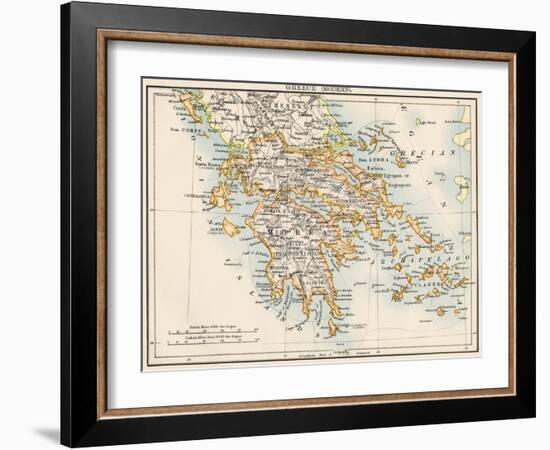 Map of Greece, 1870s-null-Framed Giclee Print