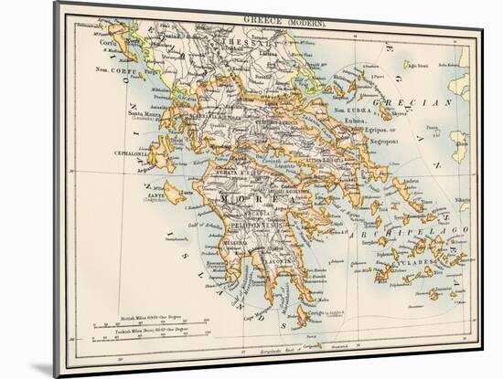 Map of Greece, 1870s-null-Mounted Giclee Print