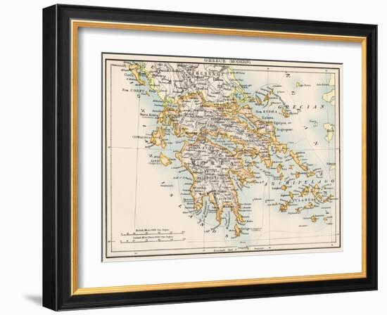 Map of Greece, 1870s-null-Framed Giclee Print