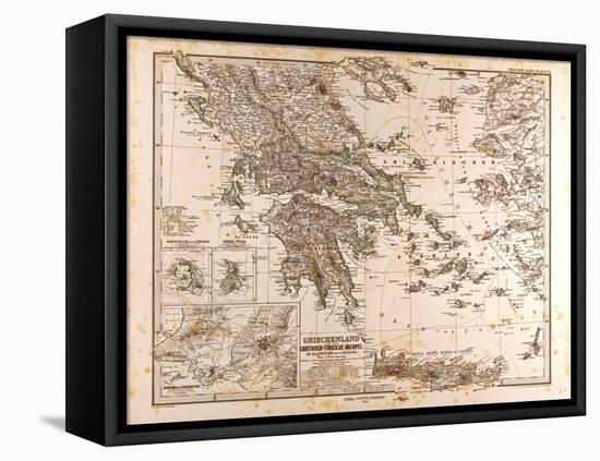 Map of Greece, 1873-null-Framed Premier Image Canvas