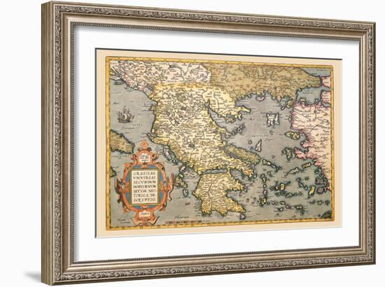 Map of Greece-Abraham Ortelius-Framed Art Print