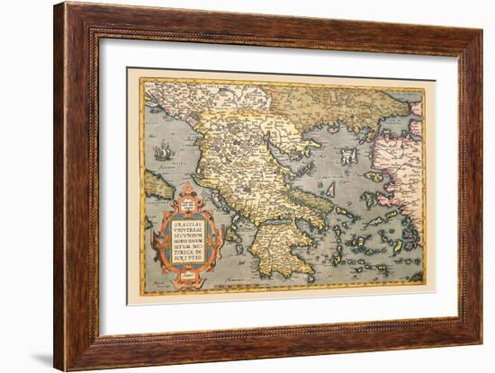 Map of Greece-Abraham Ortelius-Framed Art Print