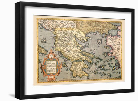 Map of Greece-Abraham Ortelius-Framed Art Print