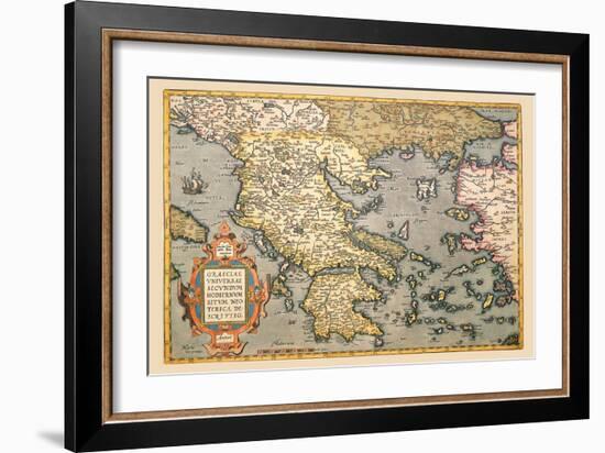 Map of Greece-Abraham Ortelius-Framed Art Print