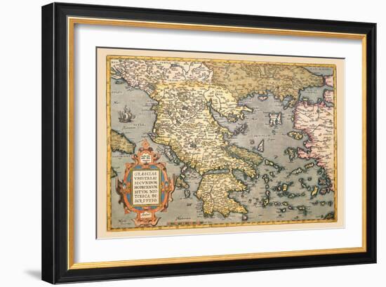 Map of Greece-Abraham Ortelius-Framed Art Print