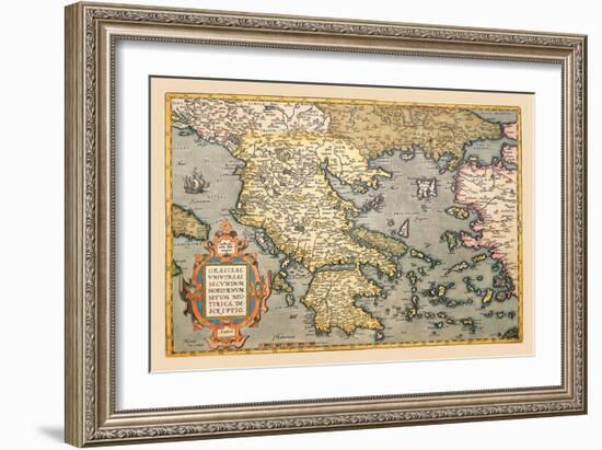 Map of Greece-Abraham Ortelius-Framed Art Print