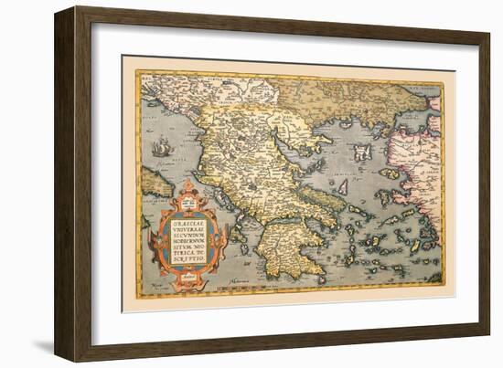 Map of Greece-Abraham Ortelius-Framed Art Print