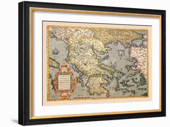 Map of Greece-Abraham Ortelius-Framed Art Print