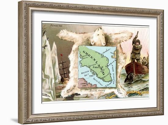 Map of Greenland, Inuit-null-Framed Art Print