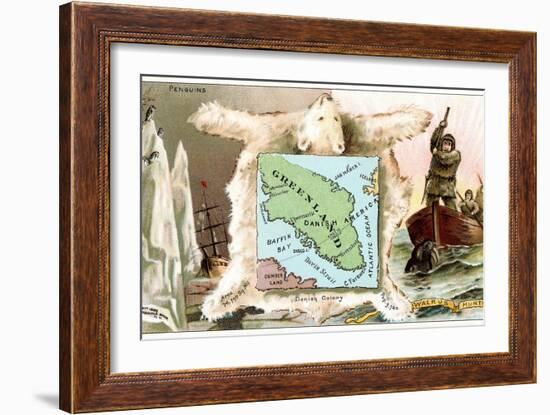 Map of Greenland, Inuit-null-Framed Art Print