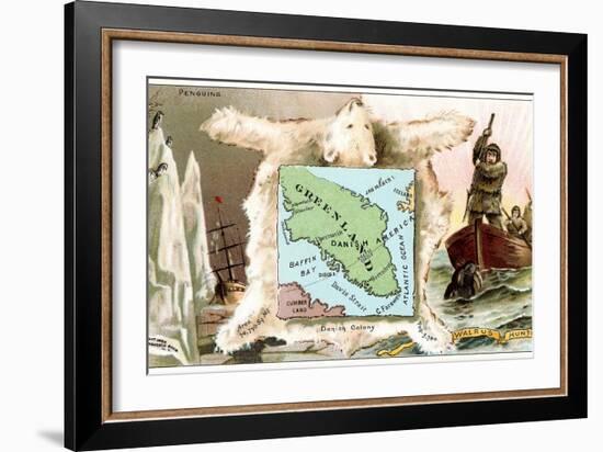 Map of Greenland, Inuit-null-Framed Art Print