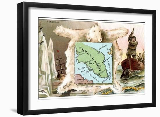 Map of Greenland, Inuit-null-Framed Premium Giclee Print