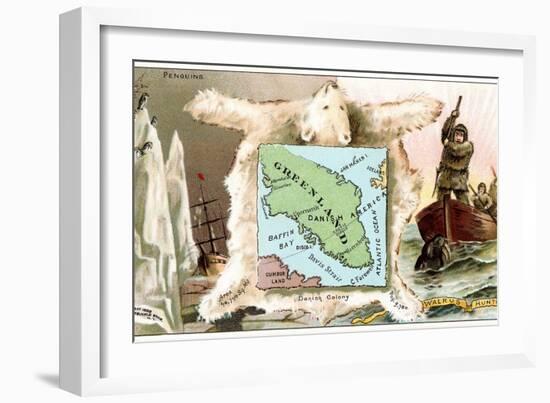 Map of Greenland, Inuit-null-Framed Premium Giclee Print