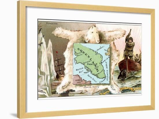 Map of Greenland, Inuit-null-Framed Art Print