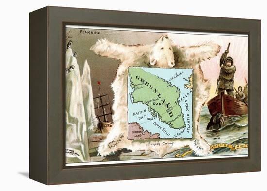 Map of Greenland, Inuit-null-Framed Stretched Canvas