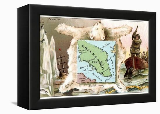 Map of Greenland, Inuit-null-Framed Stretched Canvas