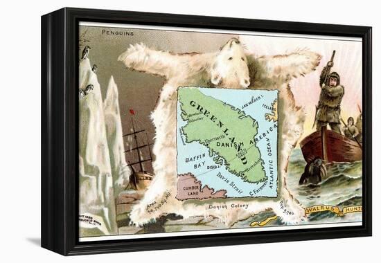 Map of Greenland, Inuit-null-Framed Stretched Canvas