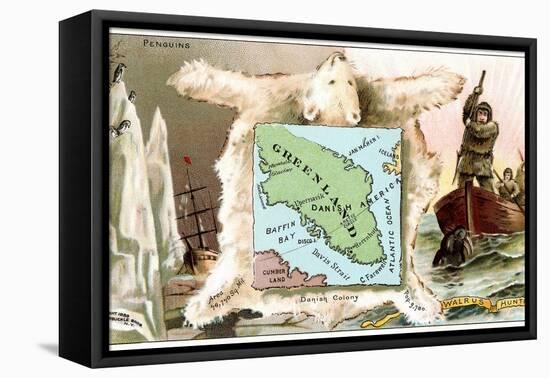 Map of Greenland, Inuit-null-Framed Stretched Canvas