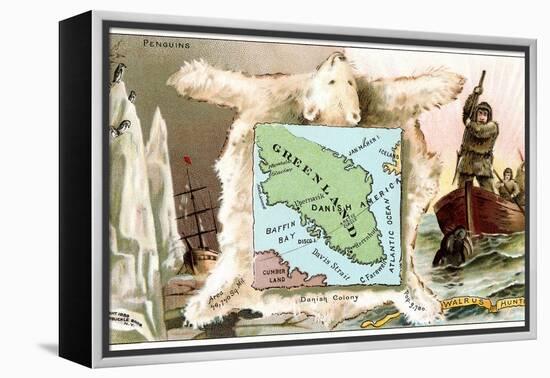 Map of Greenland, Inuit-null-Framed Stretched Canvas