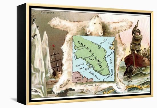 Map of Greenland, Inuit-null-Framed Stretched Canvas