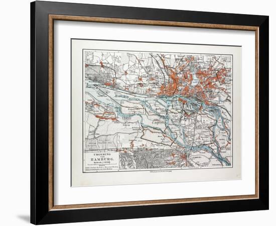 Map of Hamburg and the Surrounding Area Germany 1899-null-Framed Giclee Print