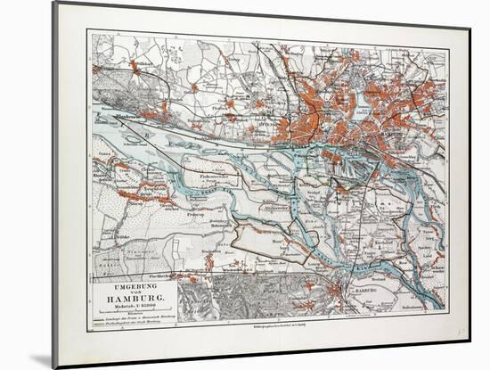 Map of Hamburg and the Surrounding Area Germany 1899-null-Mounted Giclee Print