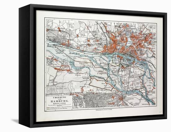 Map of Hamburg and the Surrounding Area Germany 1899-null-Framed Premier Image Canvas