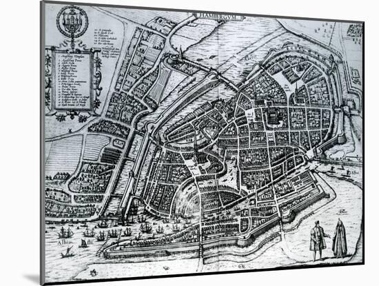 Map of Hamburg, from 'Cities of the World'-Braun Hogenberg-Mounted Giclee Print