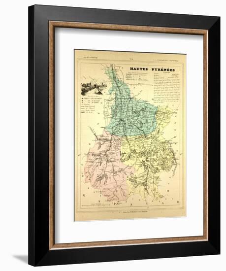 Map of Hautes Pyrénées, France-null-Framed Giclee Print