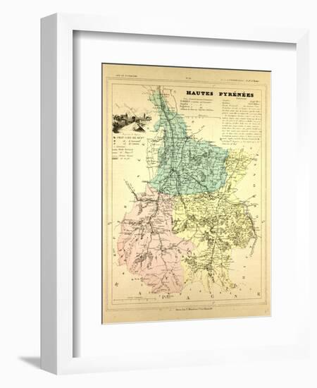 Map of Hautes Pyrénées, France-null-Framed Giclee Print