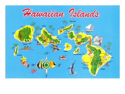 'Map of Hawaii' Art Print | Art.com