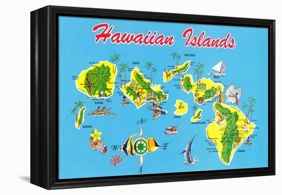 Map of Hawaii-null-Framed Stretched Canvas