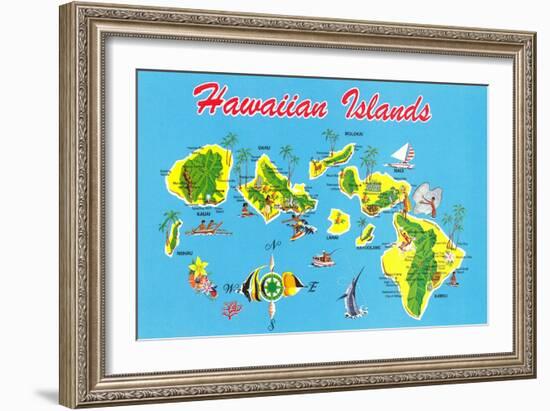 Map of Hawaii-null-Framed Art Print