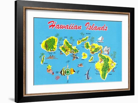 Map of Hawaii-null-Framed Art Print