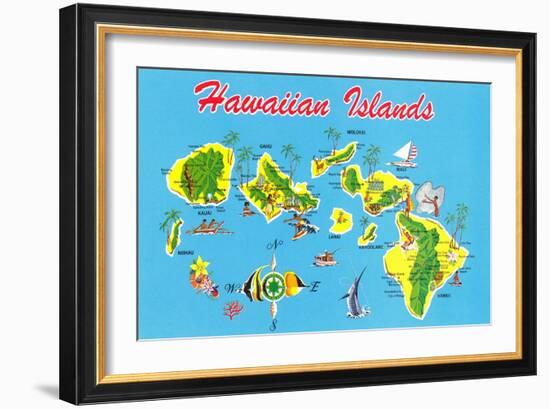 Map of Hawaii-null-Framed Art Print