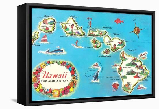 Map of Hawaii-null-Framed Stretched Canvas