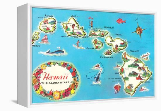 Map of Hawaii-null-Framed Stretched Canvas