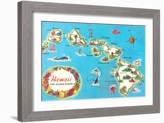 Map of Hawaii-null-Framed Art Print