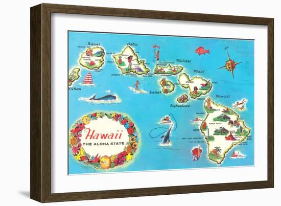 Map of Hawaii-null-Framed Art Print