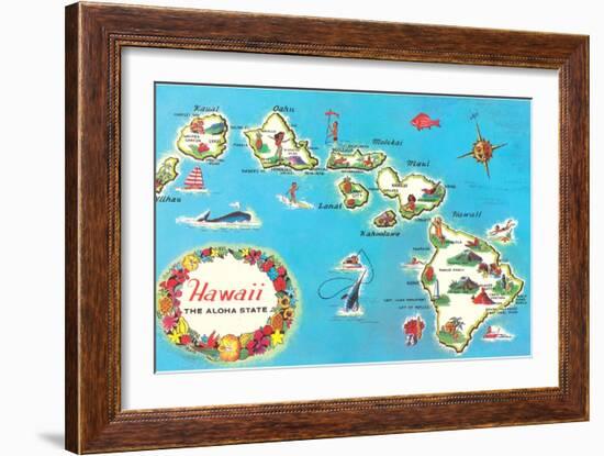 Map of Hawaii-null-Framed Art Print