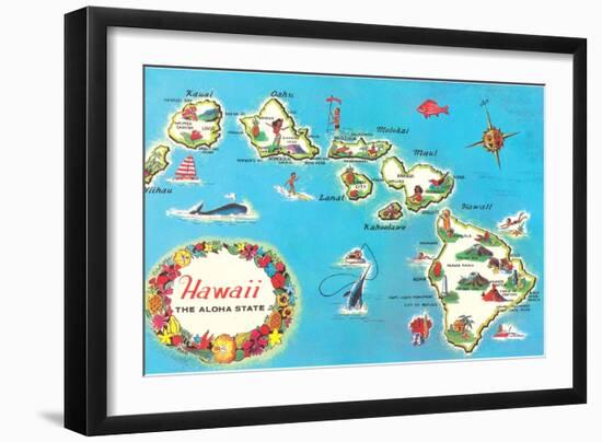 Map of Hawaii-null-Framed Art Print