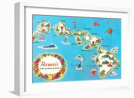 Map of Hawaii--Framed Art Print