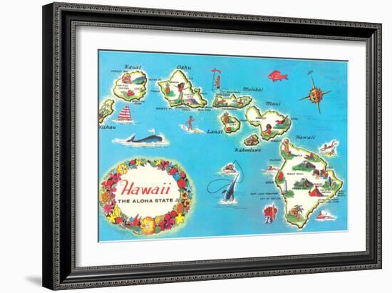 Map of Hawaii-null-Framed Art Print