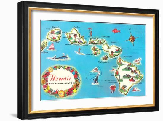 Map of Hawaii-null-Framed Art Print