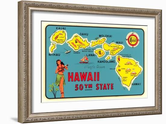 Map of Hawaiian Islands-null-Framed Art Print