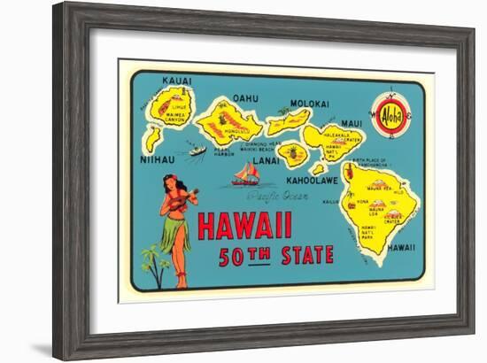 Map of Hawaiian Islands-null-Framed Art Print