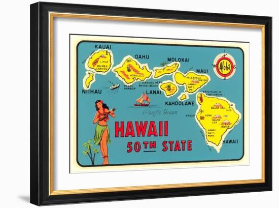 Map of Hawaiian Islands-null-Framed Art Print